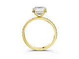 Yellow gold Asscher Cut Diamond Solitaire Ring with Pavé Band and Hidden Halo_29