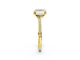 Yellow gold Asscher Cut Diamond Solitaire Ring with Pavé Band and Prong Setting_19