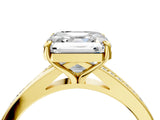 Yellow gold Asscher Cut Diamond Solitaire Ring with Pavé Band and Prong Setting_21