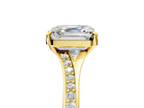 Yellow gold Asscher Cut Diamond Solitaire Ring with Pavé Band and Prong Setting_22