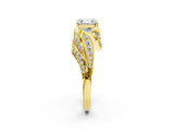 Yellow gold Asscher Cut Diamond Solitaire Ring with Prong Setting and Twisted Pavé Band_5