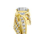 Yellow gold Asscher Cut Diamond Solitaire Ring with Prong Setting and Twisted Pavé Band_8