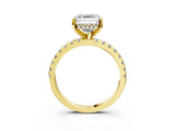 Yellow gold Asscher Cut Diamond Solitaire Ring with Round  Pavé Band and Four-Prong Setting_44