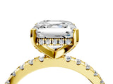 Yellow gold Asscher Cut Diamond Solitaire Ring with Round  Pavé Band and Four-Prong Setting_45