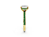 Yellow gold Asscher Cut Diamond Solitaire Ring with Round with Emerald side stone Pavé Band and Four-Prong Setting_38