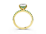Yellow gold Asscher Cut Diamond Solitaire Ring with Round with Emerald side stone Pavé Band and Four-Prong Setting_39