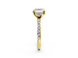 Yellow gold Asscher Cut Diamond Solitaire Ring with Round with Moissanite side stone Pavé Band and Four-Prong Setting_38