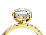 Yellow gold Asscher Cut Diamond Solitaire Ring with Round with Moissanite side stone Pavé Band and Four-Prong Setting_40