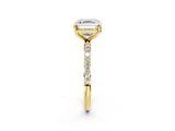 Yellow gold Asscher Cut Diamond Solitaire Ring with Round with Moissanite side stone Pavé Band and Prong Setting_14