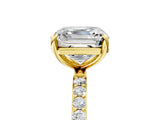 Yellow gold Asscher Cut Diamond Solitaire Ring with Round with Moissanite side stone Pavé Band and Prong Setting_17