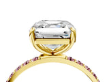 Yellow gold Asscher Cut Diamond Solitaire Ring with Round with Morganite side stone Pavé Band and Prong Setting_16