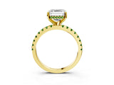 Yellow gold Asscher Cut Diamond Solitaire Ring with Round with Peridot side stone Pavé Band and Four-Prong Setting_39