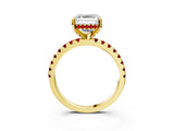Yellow gold Asscher Cut Diamond Solitaire Ring with Round with Ruby side stone Pavé Band and Four-Prong Setting_39