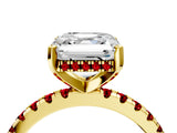 Yellow gold Asscher Cut Diamond Solitaire Ring with Round with Ruby side stone Pavé Band and Four-Prong Setting_40