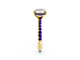 Yellow gold Asscher Cut Diamond Solitaire Ring with Round with Tanzanite side stone Pavé Band and Four-Prong Setting_38