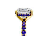 Yellow gold Asscher Cut Diamond Solitaire Ring with Round with Tanzanite side stone Pavé Band and Four-Prong Setting_41