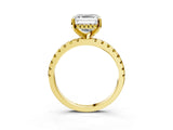 Yellow gold Asscher Cut Diamond Solitaire Ring with Round with Yellow Sapphire side stone Pavé Band and Four-Prong Setting_39