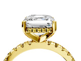 Yellow gold Asscher Cut Diamond Solitaire Ring with Round with Yellow Sapphire side stone Pavé Band and Four-Prong Setting_40