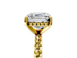Yellow gold Asscher Cut Diamond Solitaire Ring with Round with Yellow Sapphire side stone Pavé Band and Four-Prong Setting_41