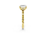 Yellow gold Asscher Cut Diamond Solitaire Ring with Round with Yellow Sapphire side stone Pavé Band and Prong Setting_14