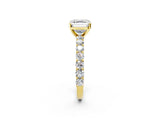 Yellow gold Asscher Cut Diamond Solitaire Ring with Shared Prong Pavé Band and Four-Prong Setting_23