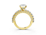 Yellow gold Asscher Cut Diamond Solitaire Ring with Shared Prong Pavé Band and Four-Prong Setting_24