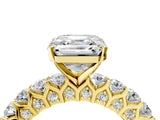 Yellow gold Asscher Cut Diamond Solitaire Ring with Shared Prong Pavé Band and Four-Prong Setting_25