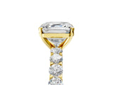 Yellow gold Asscher Cut Diamond Solitaire Ring with Shared Prong Pavé Band and Four-Prong Setting_26