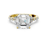 Yellow gold Asscher Cut Diamond Solitaire Ring with Side Stones and Four-Prong Setting_58