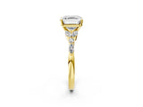 Yellow gold Asscher Cut Diamond Solitaire Ring with Side Stones and Four-Prong Setting_60
