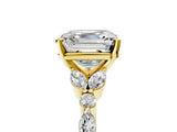 Yellow gold Asscher Cut Diamond Solitaire Ring with Side Stones and Four-Prong Setting_63