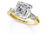 Yellow gold Asscher Cut Diamond Solitaire Ring with Tapered Baguette Accents and Four-Prong Setting_23