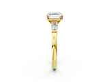 Yellow gold Asscher Cut Diamond Solitaire Ring with Tapered Baguette Accents and Four-Prong Setting_24