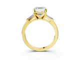 Yellow gold Asscher Cut Diamond Solitaire Ring with Tapered Baguette Accents and Four-Prong Setting_25