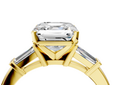 Yellow gold Asscher Cut Diamond Solitaire Ring with Tapered Baguette Accents and Four-Prong Setting_26