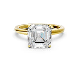 Yellow gold Asscher Cut Diamond Solitaire Ring with Thin Band and Prong Setting_12