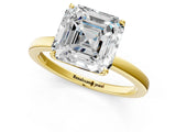 Yellow gold Asscher Cut Diamond Solitaire Ring with Thin Band and Prong Setting_13