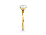Yellow gold Asscher Cut Diamond Solitaire Ring with Thin Band and Prong Setting_14