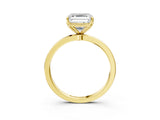 Yellow gold Asscher Cut Diamond Solitaire Ring with Thin Band and Prong Setting_15