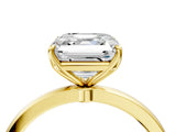 Yellow gold Asscher Cut Diamond Solitaire Ring with Thin Band and Prong Setting_16