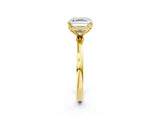 Yellow gold Asscher Cut Diamond Solitaire Ring with Thin Band and Prong Setting_26