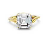 Yellow gold Asscher Cut Diamond Solitaire Ring with Twist Band and Four-Prong Setting_69