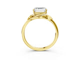 Yellow gold Asscher Cut Diamond Solitaire Ring with Twist Band and Four-Prong Setting_72