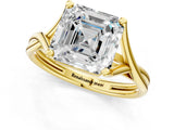Yellow gold Asscher Cut Diamond Solitaire Twist Band Prong Setting Ring_44