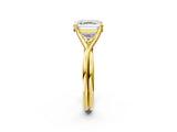 Yellow gold Asscher Cut Diamond Solitaire Twist Band Prong Setting Ring_45