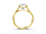 Yellow gold Asscher Cut Diamond Solitaire Twist Band Prong Setting Ring_46