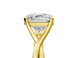 Yellow gold Asscher Cut Diamond Solitaire Twist Band Prong Setting Ring_48