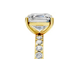 Yellow gold Asscher Cut Diamond Solitaire with Pave Band and Four-Prong Setting 1