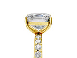Yellow gold Asscher Cut Diamond Solitaire with Pave Band and Four-Prong Setting 12