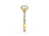 Yellow gold Asscher Cut Diamond Solitaire with Pave Band and Four-Prong Setting 15
